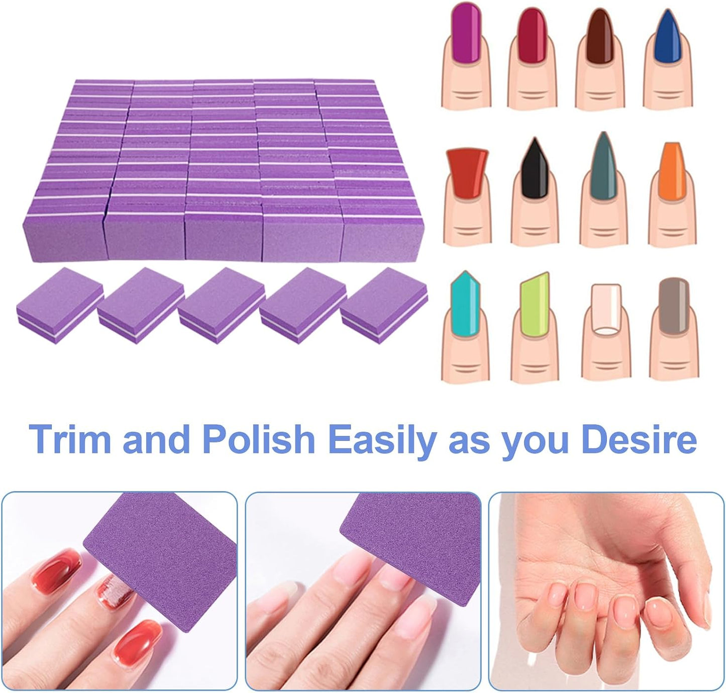 Nail Buffers (50 Pack), Mini Buffer Block Nail File for Acrylic Nails and Natural Nails, 100/180 Grit Nail Buffer Block Bulk Buffing Blocks for Nail Buff Professional Manicure File Blocks Set Pink