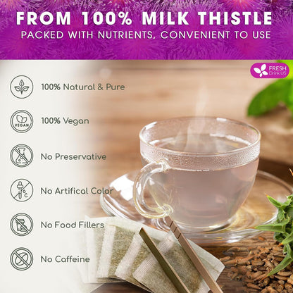 FreshDrinkUS, Premium Milk Thistle Tea, 135 Count, Pure, Caffeine Free