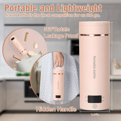 Touxila Portable Electric Kettle for Travel 120V, 13.5oz, 4 Temp Settings