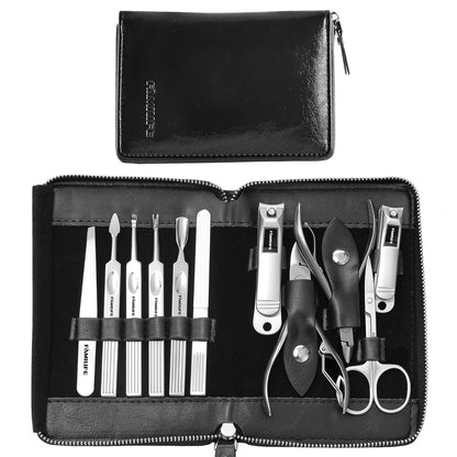 FAMILIFE Stainless Steel Manicure Set 11-in-1 Professional Nail Clipper Kit