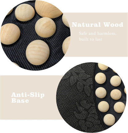 LIYAOLI Wood Foot Massager Mat - Portable Acupressure Pad for Pain Relief, Foldable Pressure Point Relief Tool, Home Spa Therapy Foot Massage Board, Ideal Gift for Seniors