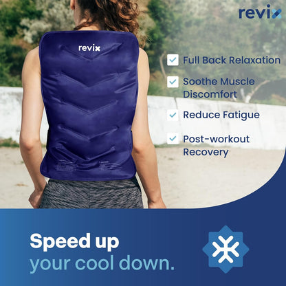 REVIX XXL Full Back Ice Pack Wrap, Reusable Gel Cold Compress for Upper and Lower Back, Long-Lasting Flexible Ice Pack for Muscle Fatigue, Soreness, and Post-Workout Recovery