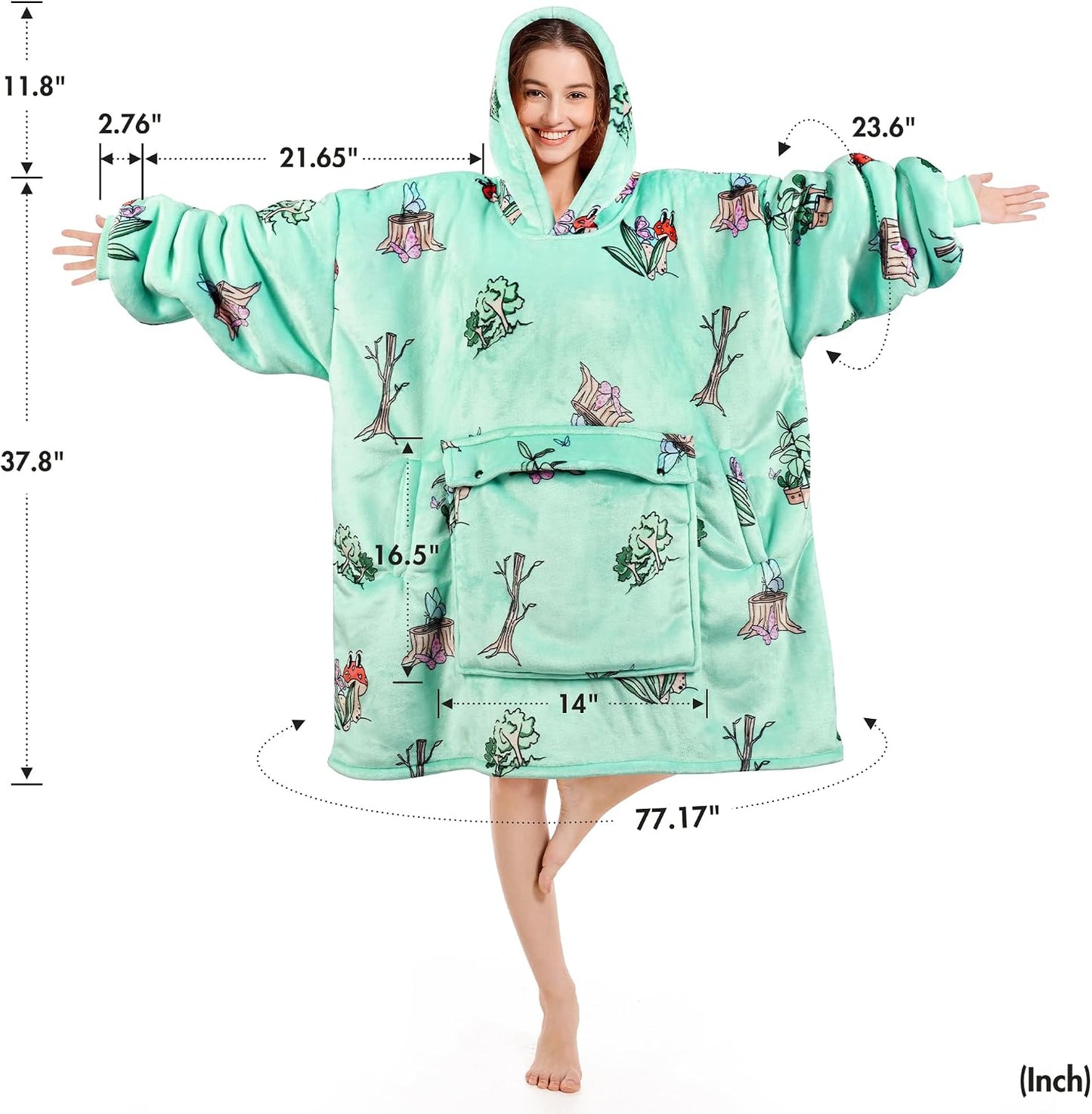 Narecte Cozy Oversized Blanket Hoodie Wearable Blanket Adults Soft Hooded Blanket Hoodie Birthday Gifts for Women Christmas - Colors B