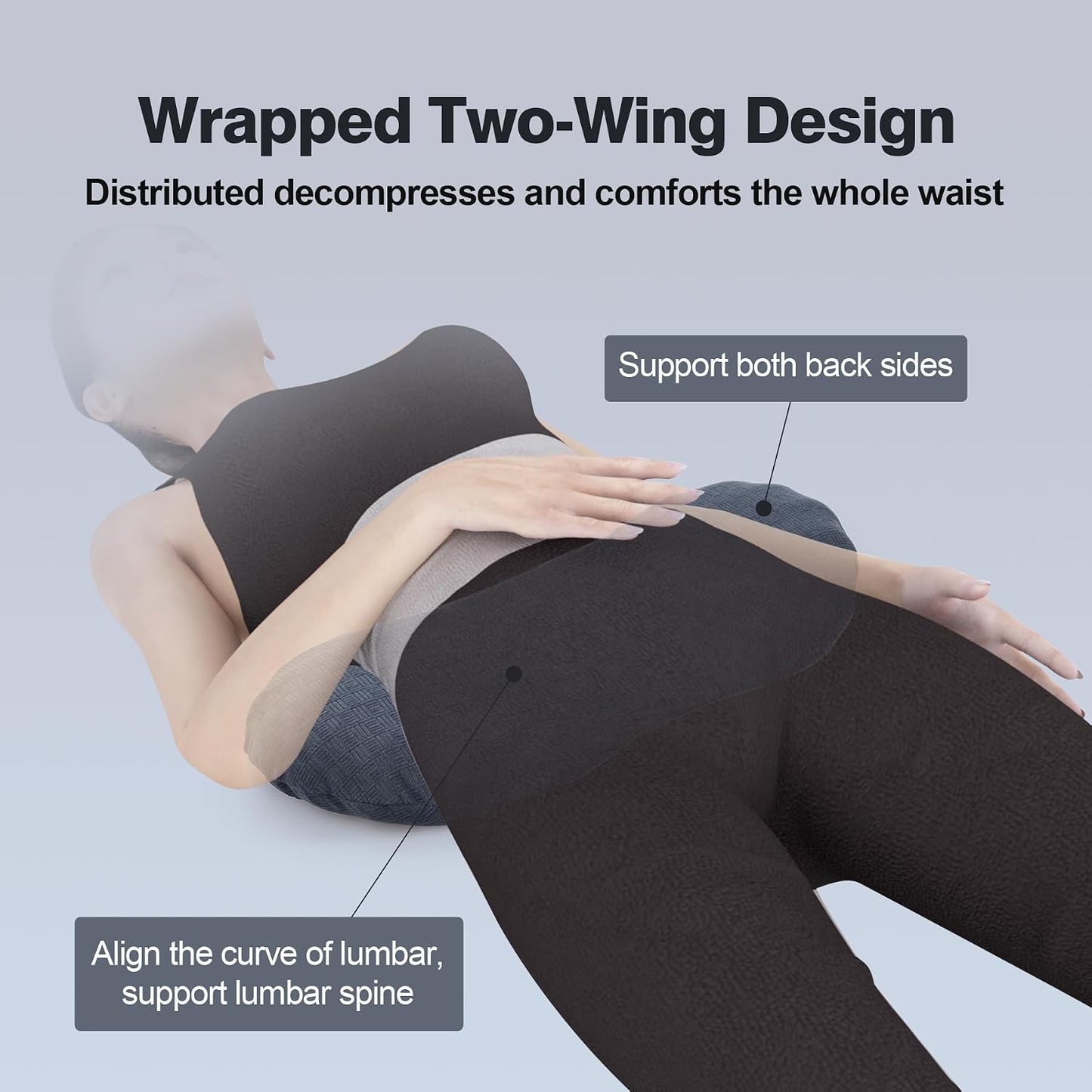 COMFYTHERA Lumbar Support Pillow for Sleeping Memory Foam Lumbar Support Cushion for Lower Back Pain Relief, Back Support Bed Pillow Waist Support (Dark Blue, Large)