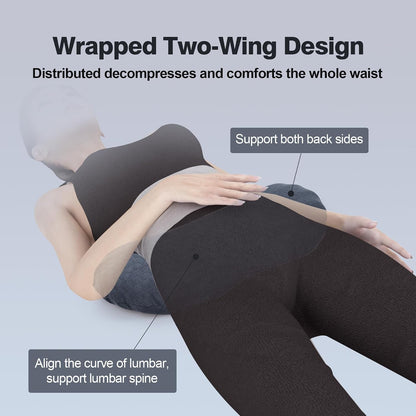 COMFYTHERA Lumbar Support Pillow for Sleeping Memory Foam Lumbar Support Cushion for Lower Back Pain Relief, Back Support Bed Pillow Waist Support (Dark Blue, Large)
