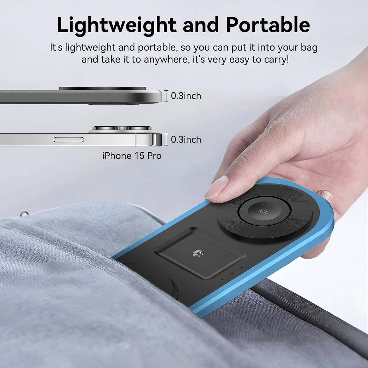3 in 1 Fast Wireless Charger Stand for iPhone, Foldable Travel Charging Station for Magsafe for iPhone 17/Air/16/15/14/13/12 Series, Apple Watch Series, AirPods pro/2/3/4, Gifts for Women Men (Golden)