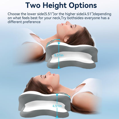 Sleep Apnea Pillow with Neck Pain & Snoring Relief -Orthopedic Cervical Pillow,Ergonomic Contour Memory Foam Pillow for Side, Back,Stomach,Dreamers,Medium Firm (Darkgrey, Queen Size 25" lx15 wx5.8 h)