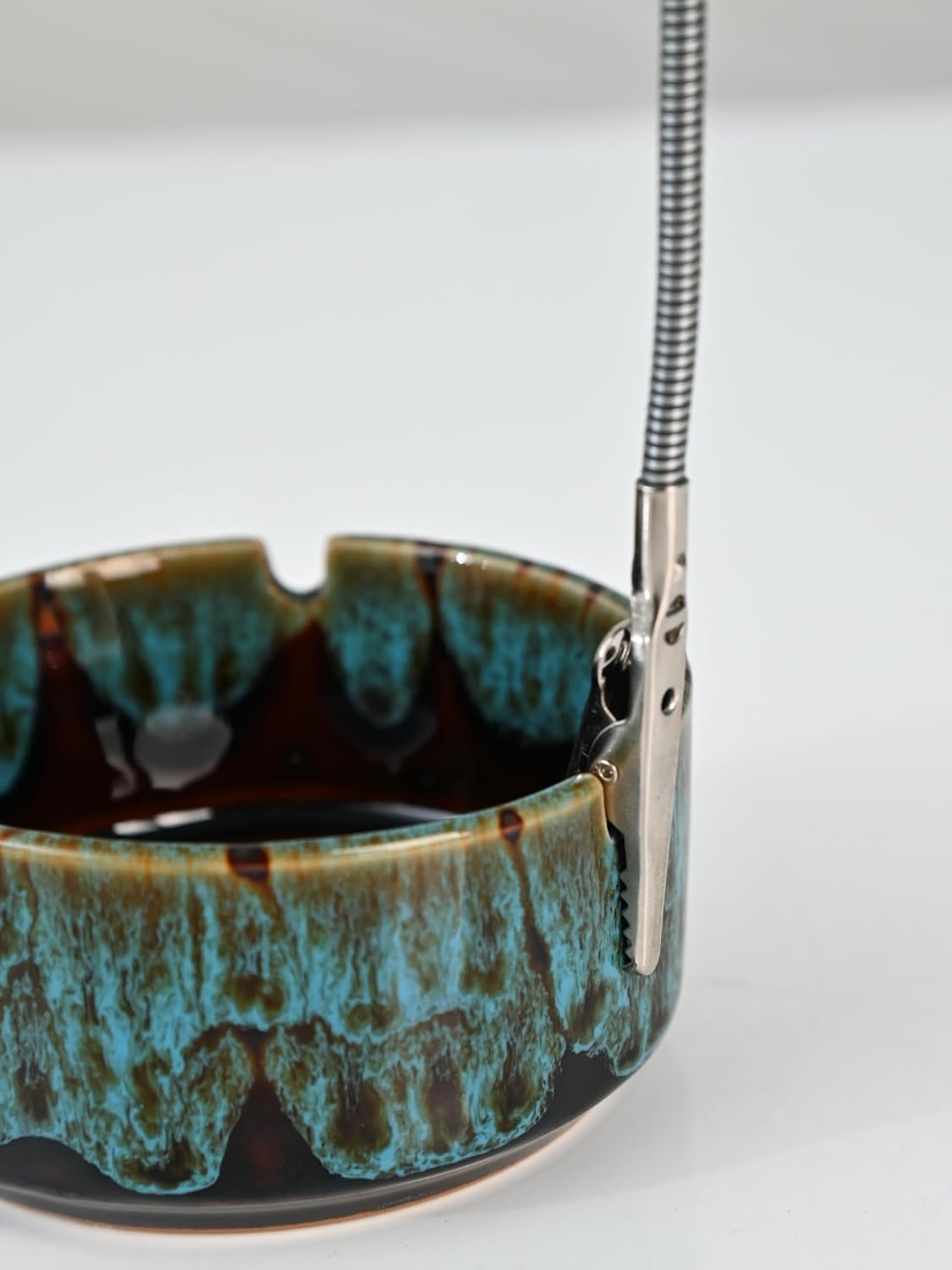 Modern Incense Holder with Flexible Metal Stand, Silver Ash Collector Base, Minimalist Design for Home Meditation and Aromatherapy. (Black + Clip)