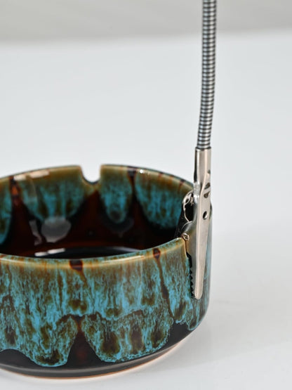 Modern Incense Holder with Flexible Metal Stand, Silver Ash Collector Base, Minimalist Design for Home Meditation and Aromatherapy. (Black + Clip)