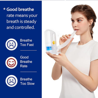 Breathing Exercise Device for Lungs, Lung Exerciser Device – 5000ml Volumetric Deep Breathing Trainer with Flow Rate Indicator for Respiratory Health & Recovery