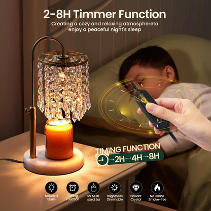 Candle Warmer Lamp with Timer Dimmer and 3 Bulbs, Lamp Candle Warmer with Marble Base,Wax Melt Warmer for Jar Candles, Birthday Gifts for Women Mom, House Warming Gifts New Home Decor (RGB-Black)