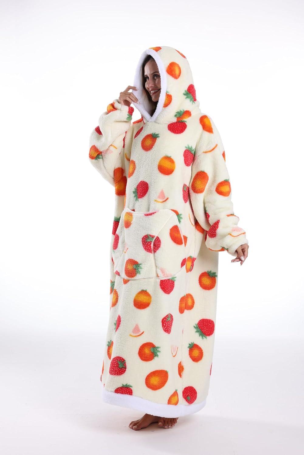 Capecage Blanket Hoodie, Long Hooded Blanket Sweatshirt as Birthday Gifts for Women Men, Long Wearable Blanket for Women Men.