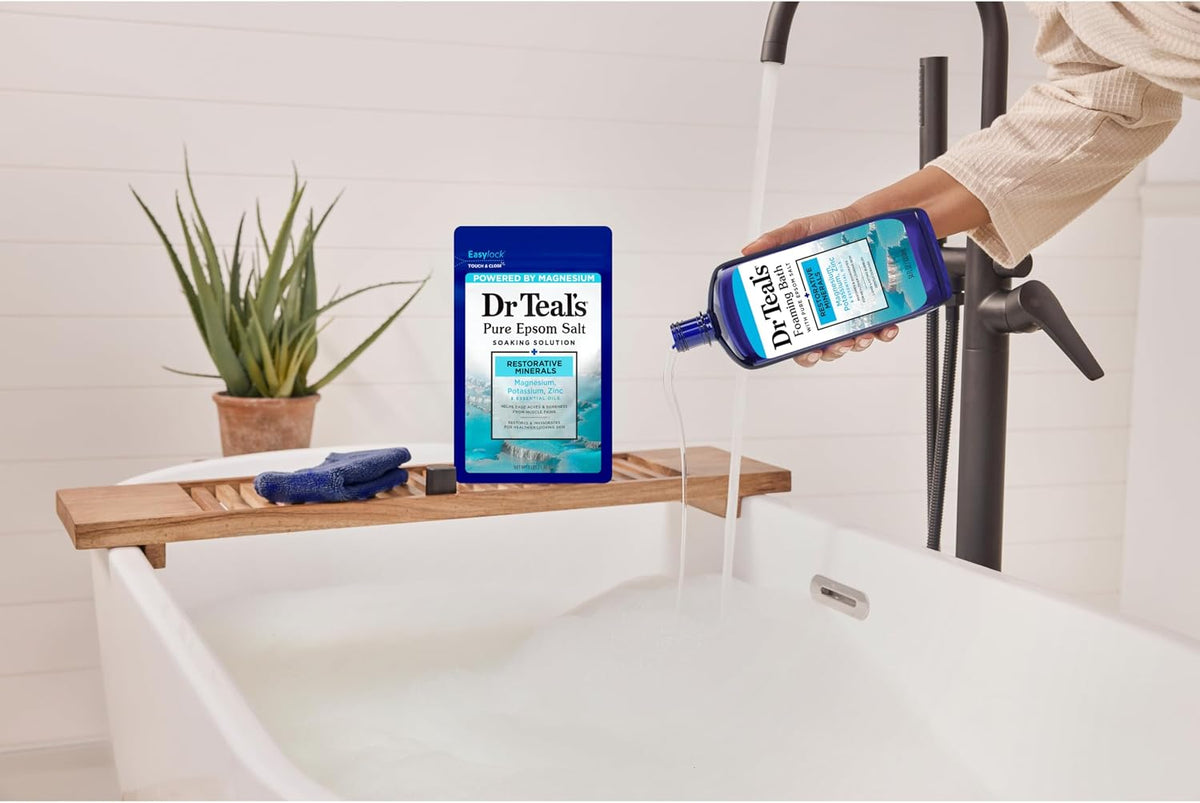 Dr Teal's Epsom Salt Magnesium Soak, Restorative Minerals with Magnesium, Potassium & Zinc, 3 lbs