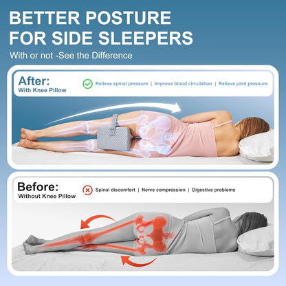 UJPFEO Knee Pillow for Side Sleepers, Leg Pillow for Sciatica, Back, HIPS, Knees, Joints Pain Relief,Pillows for Between Legs While Sleeping Spine Alignment Support & Relieves Pressure