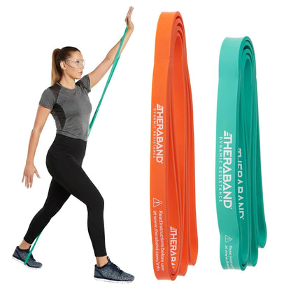 THERABAND High Resistance Band Set of 2, Light and Medium Loop, 15-25 lb