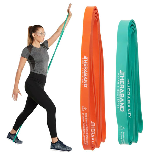 THERABAND High Resistance Band Set of 2, Light and Medium Loop, 15-25 lb