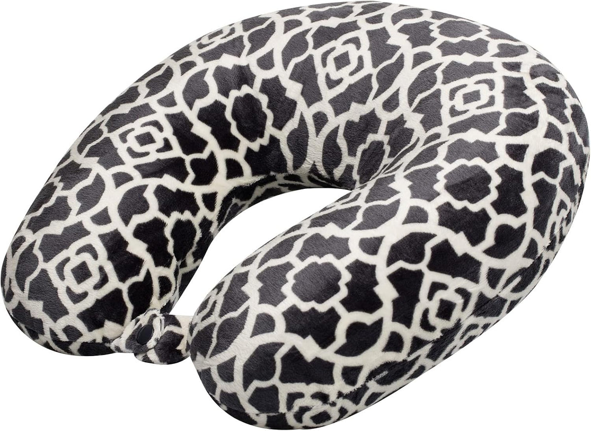 Wolf Essentials Adult Fleece Travel Neck Pillow for Airplane, Charcoal