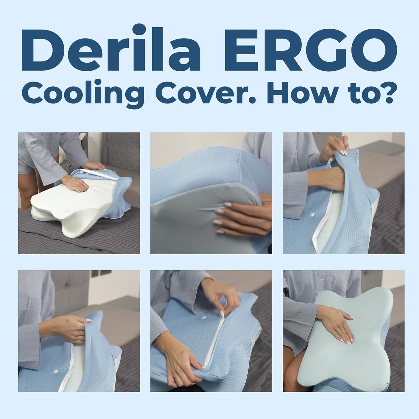 Derila Ergo Cervical Neck Pillow for Sleeping Pillow Contour Memory Foam Pillows for Back, Side Sleeper Pillows 21.25 x 14.17 x 4.72 inches