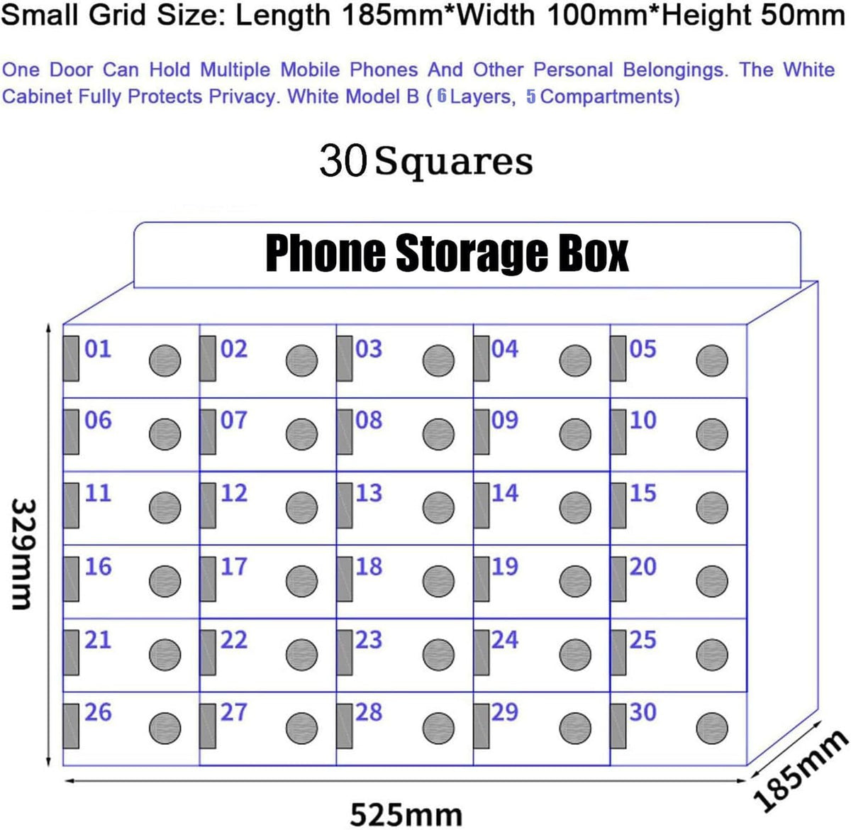 Acrylic Phone Storage, Wall-Mounted Charging Station, 40 Slots Pocket Holder for Mobile Phones, Compact Desk for Home & Office Use,30Slots