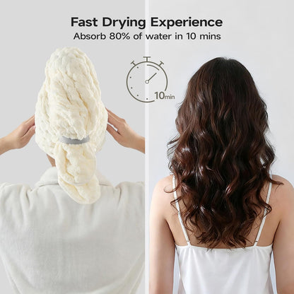 REDKISS 3 Pack Microfiber Hair Towels - Extra Large Hair Towel Wrap for Women, 24x42 inch Hair Towels with Elastic Strap, Super Soft Hair Drying Towels for Long, Thick, Curly Anti Frizz Turbans