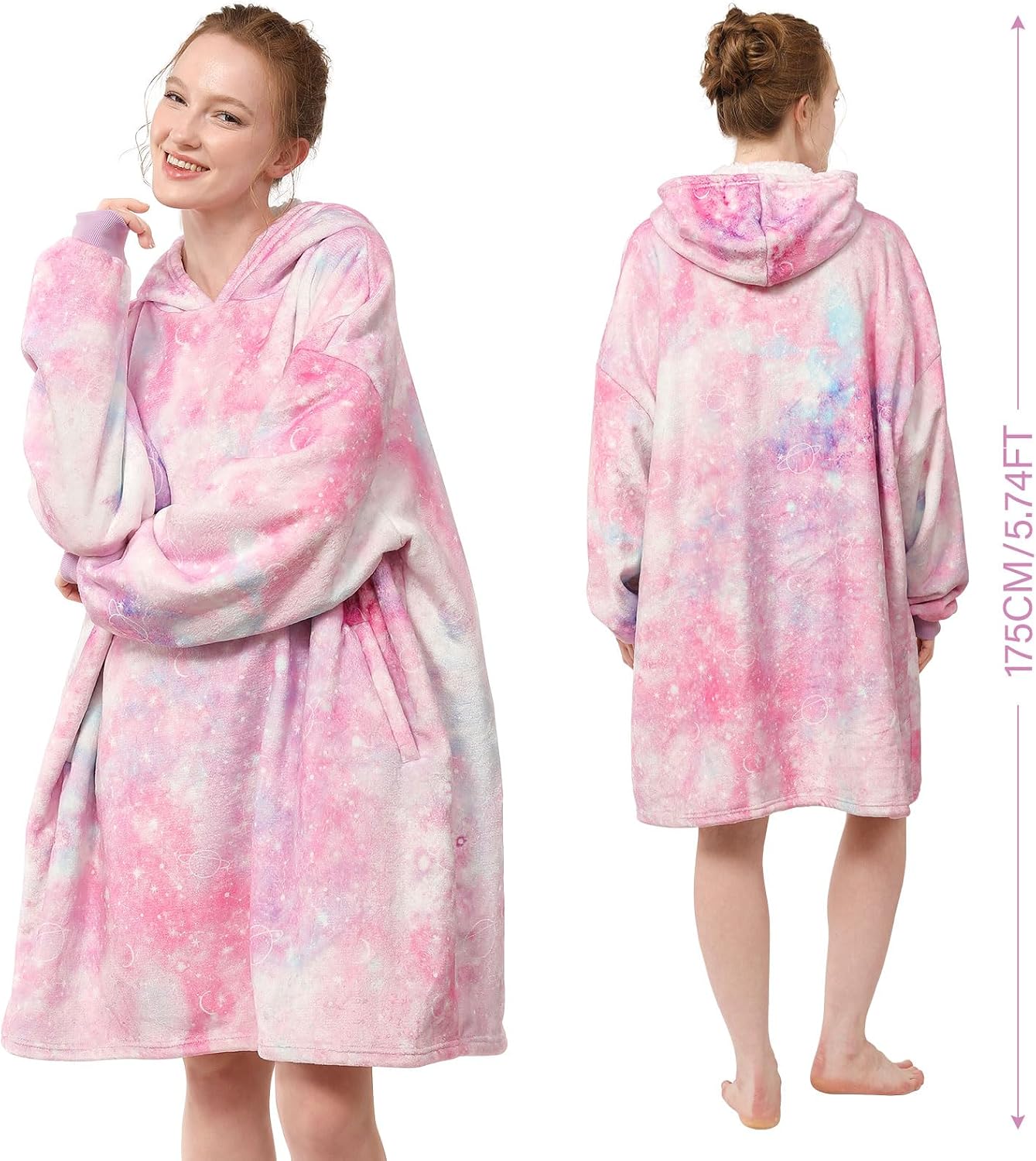 LetsFunny Blanket Hoodie,Oversized Wearable Sherpa Fleece Blanket Sweatshirt,Super Soft Warm Cozy with Giant Pocket,Gifts for Women Men Adults Teenagers, One Size Fits All