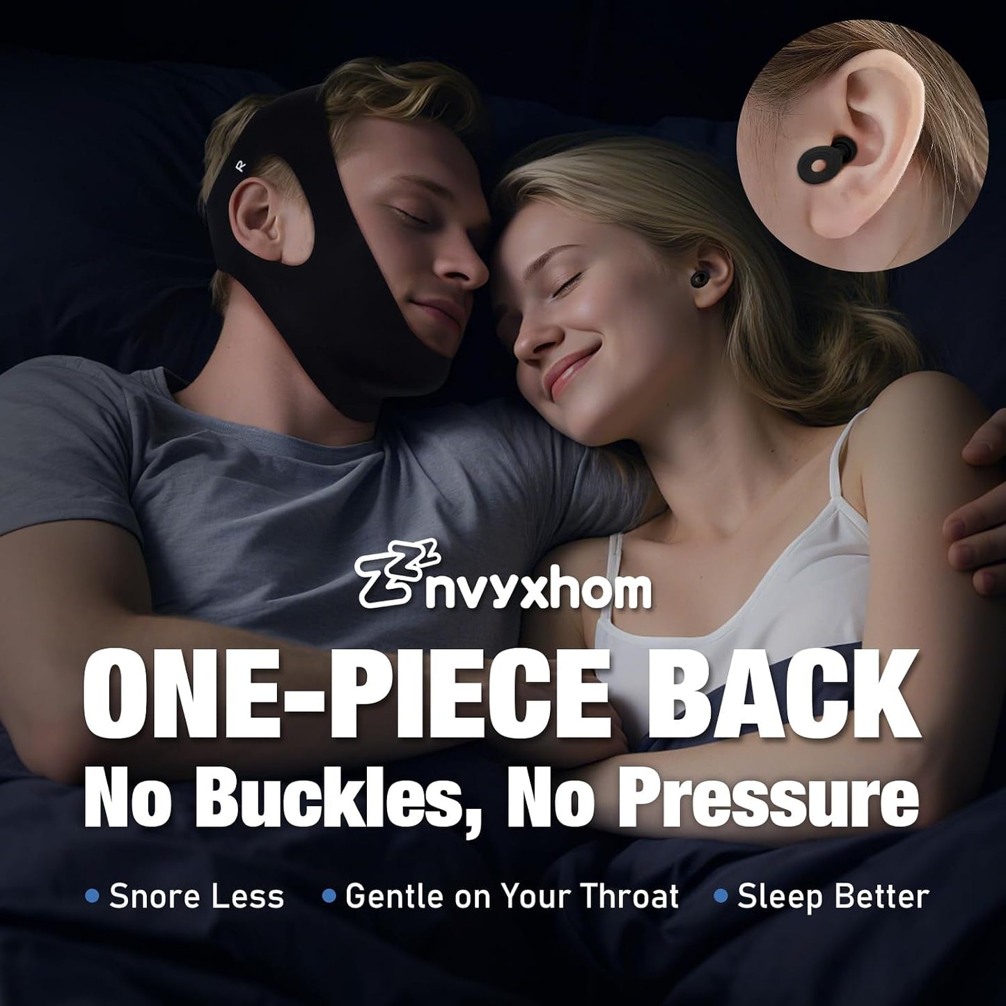 2 Pack Anti Snore Chin Strap for Sleeping, Jaw Tape Mouth Snoring Sleep Devices Stopper, Cpap Users Breathing Head Mouthpiece Solution Keep Closed, Mandibular Advancement Reducing Aids Men Women