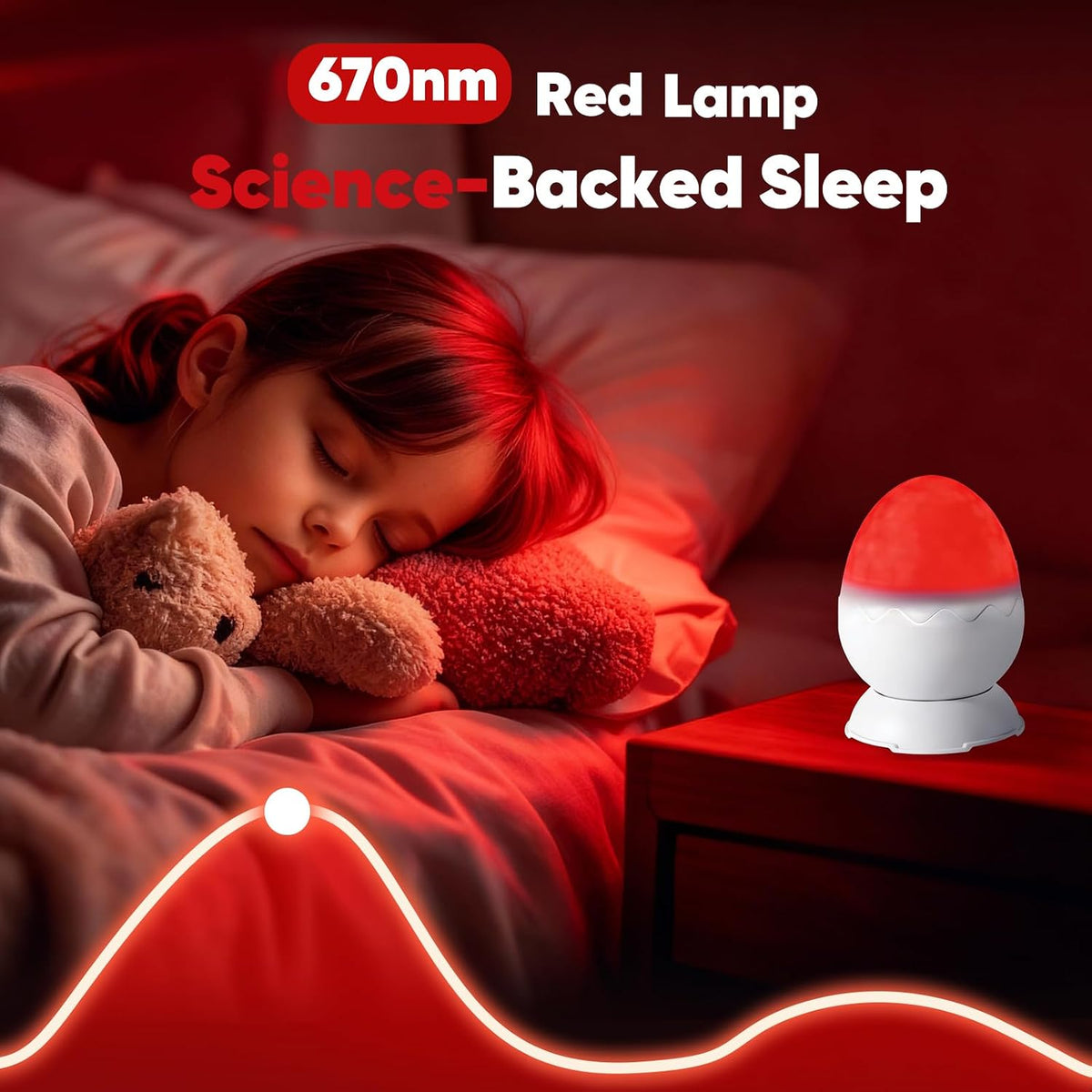 Red Light Night Light, 2-in-1 Sleep Aid Red Light for Bedroom