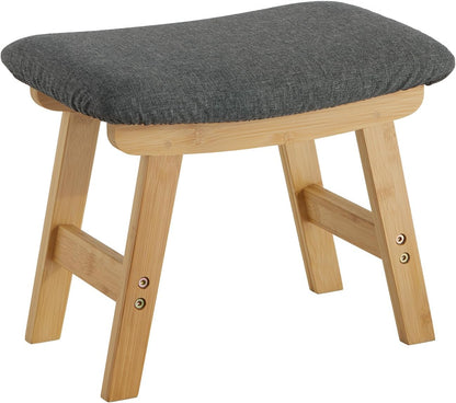 Foot Stool Ottoman Foot Rest Under Desk,Small Stool for Living Room, Bedroom and Kitchen (Brown Legs - Beige Stool Surface)