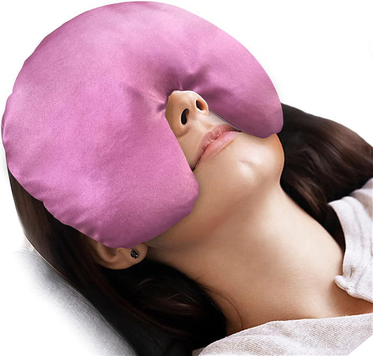 Atsuwell Sinus Mask Microwavable, Heated Eye Masks for Dry Eyes, Pink