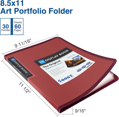 Sooez 30-Pocket Binder with Plastic Sleeves 8.5x11,Heavy Duty Art Portfolio