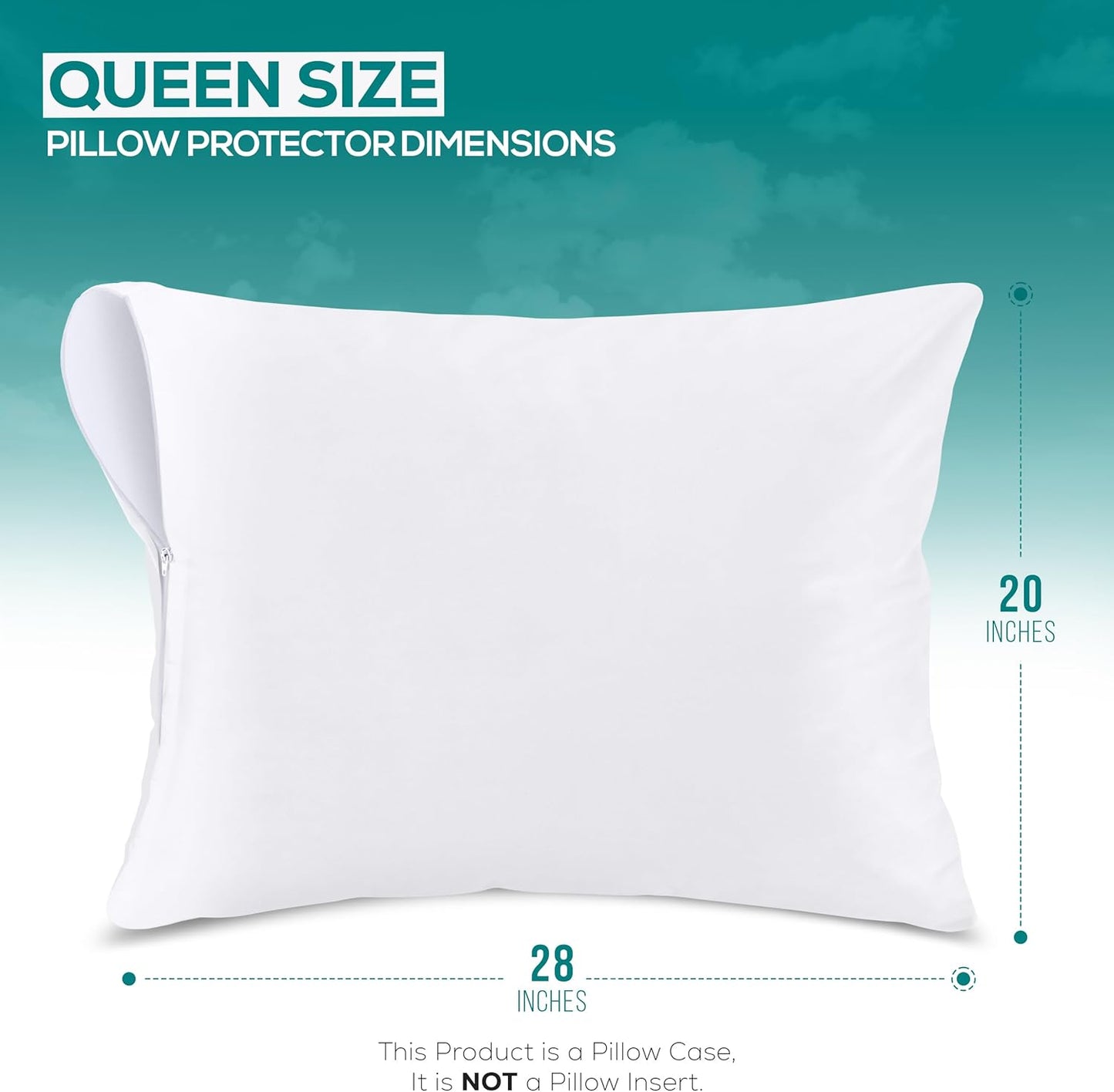 Set of 4 Pillow Protectors with Zipper Standard Size, Bed Bug and Dust Mite Proof Pillow Covers, Ultra Soft Pillow Encasements, Moisture Wicking and Waterproof Pillow Cases by Utopia Bedding (White)