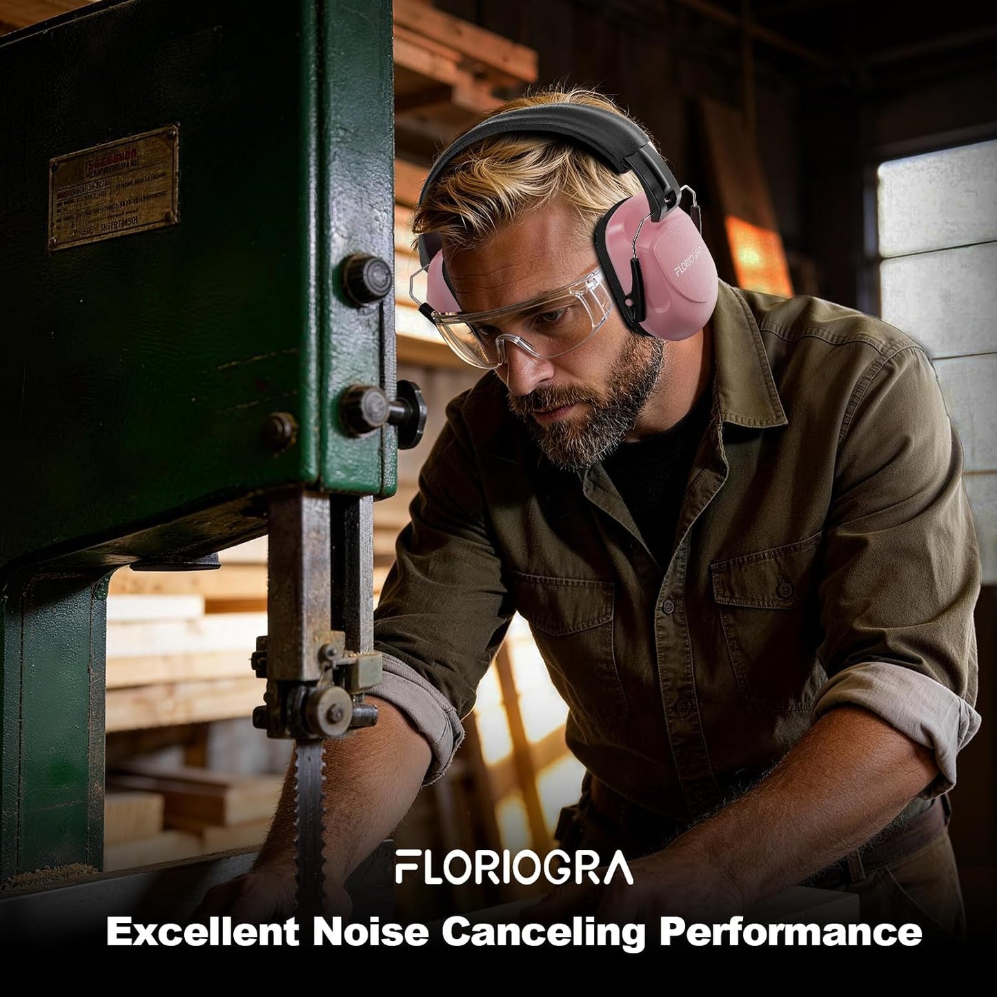Floriogra Noise Reduction Ear Muffs, NRR 34dB Ear Protection, Hearing Protection Noise Cancelling Headphones for Adults Kids Autism, Shooting Ear Protection for Gun Range, Mowing, Construction