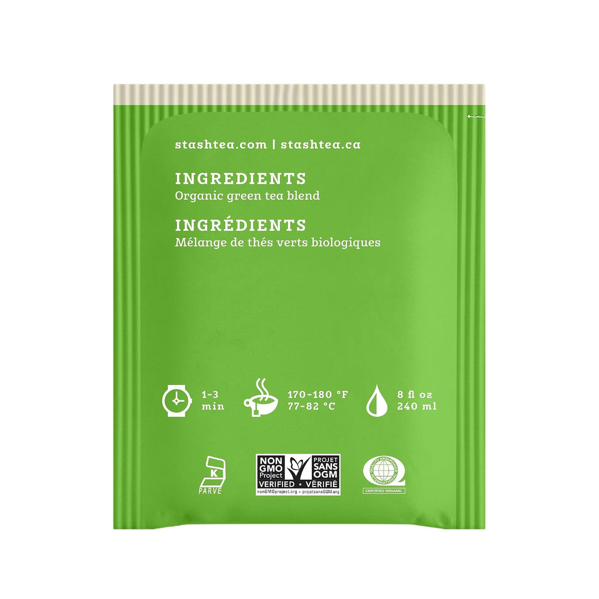 Stash Tea Organic Premium Green Tea, Caffeinated, Non-GMO Project Verified, Serve Hot or Iced, 96 Tea Bags, 16 count (6 pack)