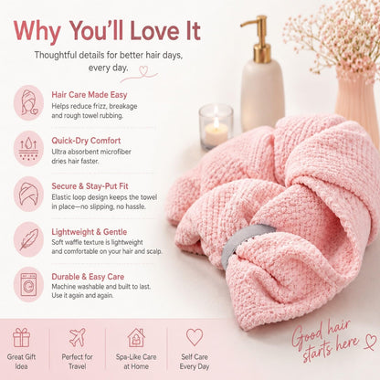 Large Hair Towel Wrap for Women, Quick-Dry Turban, Ultra Absorbent & Anti-Frizz, Ideal for Long, Thick & Curly Hair, Soft Lightweight Microfiber Drying Towel (24x42, Blue)