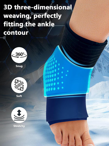 Ankle Ice Pack Wrap,Flexible Cold Therapy for Foot Pain Relief | gel,3D full-coverage,cool ice-silk fabric,dual hot & cold compress,flexible when frozen,leak-proof,ideas for swelling,sprains