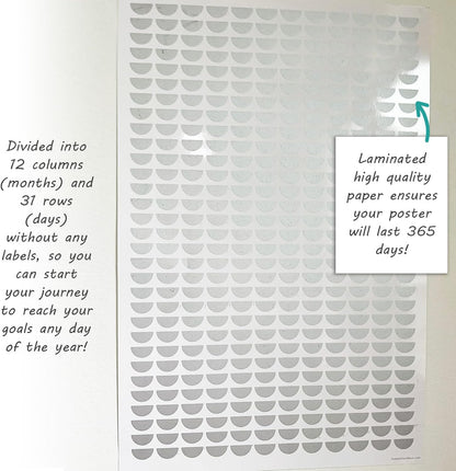 Goal Tracker Calendar Chart with reward days - Self growth wall art - Scratch Off Calendar with Hidden Motivations - Lose weight poster Scratch Off - Goals poster Goal - Planner Mindset new year gift