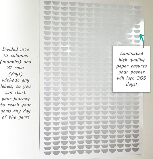 Goal Tracker Calendar Chart with reward days - Self growth wall art - Scratch Off Calendar with Hidden Motivations - Lose weight poster Scratch Off - Goals poster Goal - Planner Mindset new year gift