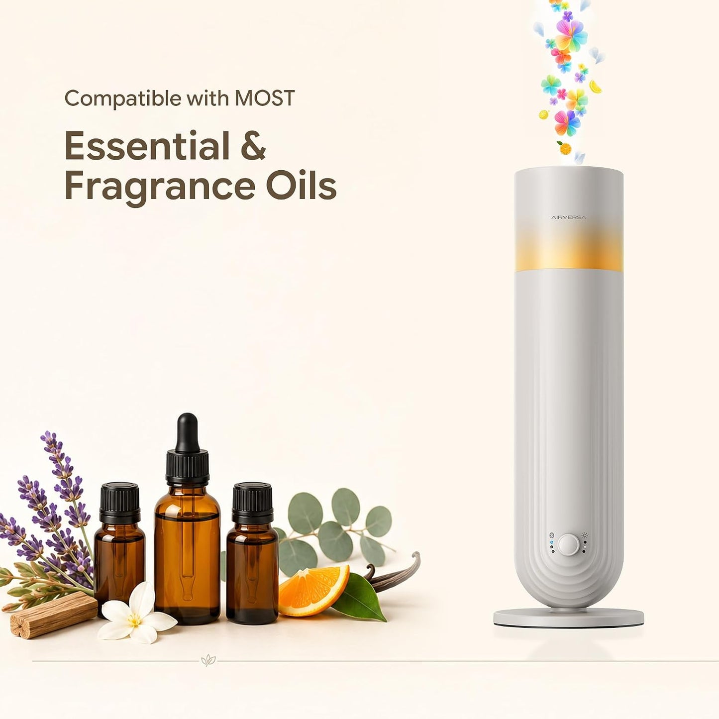 Airversa U1 Smart Tower Waterless Diffuser Starter Kit for Room, Black | 2x50ml Hotel Scent Fragrance Oil, Up to 1200 sq ft, App Control, Cold Air, 120mL, DC-12V/1A, Scent Air Machine, U1kit-2X50