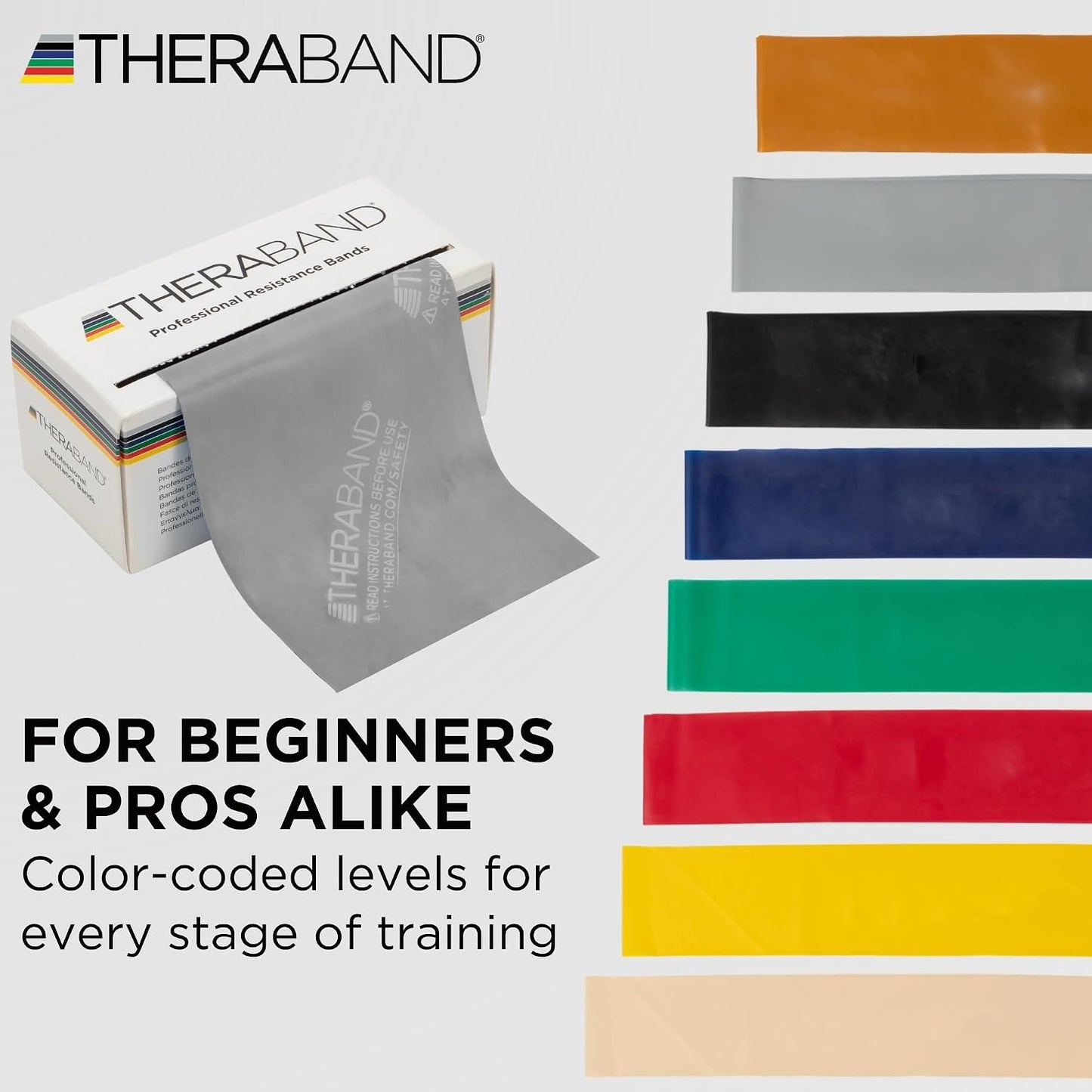 THERABAND Resistance Bands, 6 Yard Roll Professional Latex Elastic Band For Upper & Lower Body, Core Exercise, Physical Therapy, Pilates, Home Workouts, Rehab, Blue, Extra Heavy, Level 5