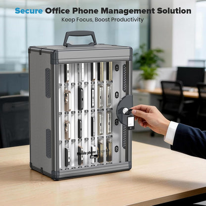 24 Slots Cell Phone Locker, Classroom Phone Storage Cabinet with Key, 【Wall Mounted】 【Aluminum Alloy】 Phone Lock Box, Mobile Phone Lockbox with Handle for School Office Exam(Silver)