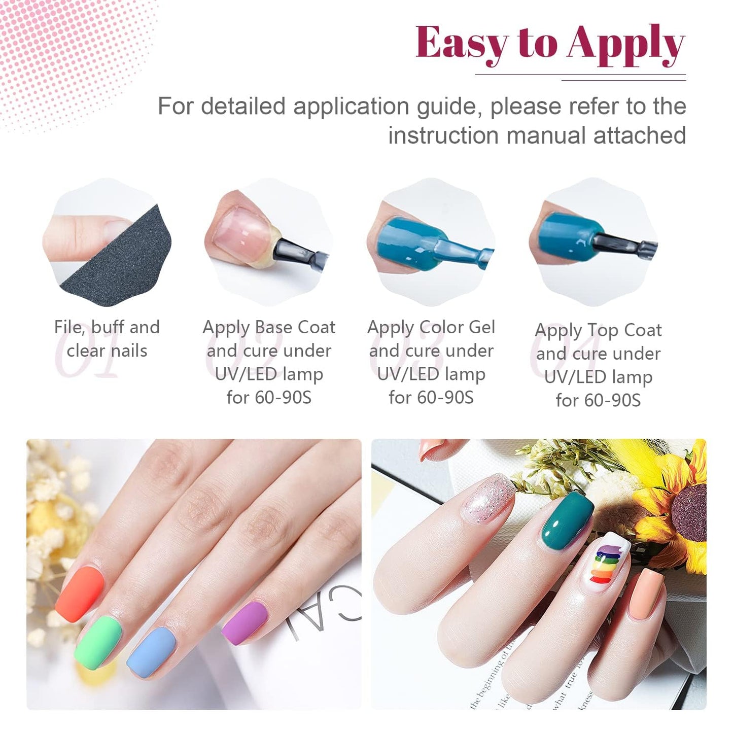 JODSONE Gel Nail Polish Kit with U V Light 32 Colors Gel Polish Nail + 4 Functional Adhesive Bottles Kit Soak Off Manicure Tools Gifts for Women