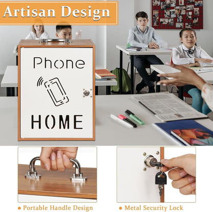 Cell Phone Holder Classroom 36 Slots Wooden Cell Phone Storage Cabinet Pocket Chart with Handle and Security Lock for Classroom Office (36 Grid Cabinet Black)