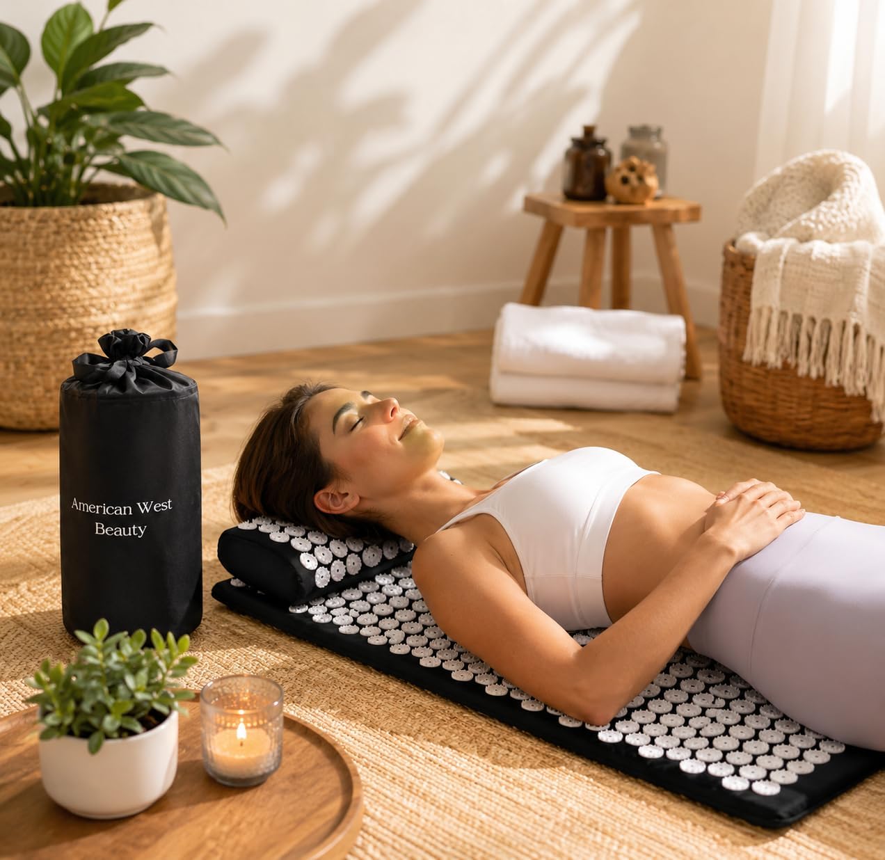 Acupressure Mat & Pillow Set with Carry Bag | Natural Back & Neck Relief | Full Body Acupuncture Massage Mat for Relaxation, Circulation & Better Sleep