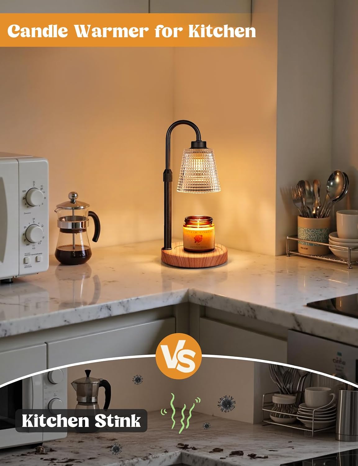 Innqoo Candle Warmer Lamp with Timer, Dimmable Candle Warmer for Jar Candles, Height Adjustable Wax Melts Warmer, Birthday Gifts for Women Mom, House Warming Gifts New Home Decor
