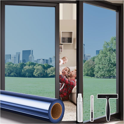 Coavas Blackout Window Film, 100% Light Blocking Privacy Window Film, No Glue Static Cling, Heat & UV Blocking, Removable Room Darkening Window Cover, Renter Friendly for Bedroom, 17.5x78.7Inch,Black