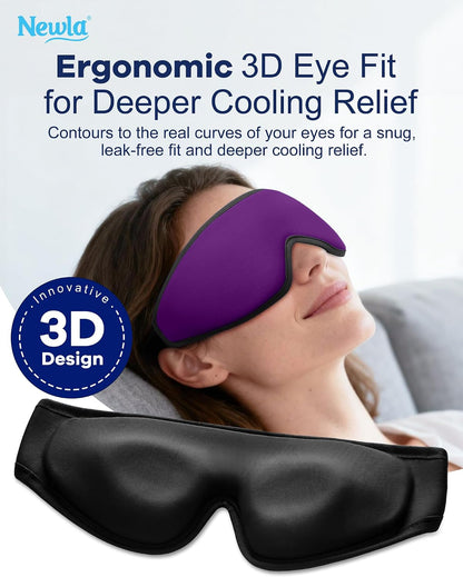 Cooling Gel Eye Mask for Puffy Eyes, Larger Full-Eye Cold Compress for Swelling, Ice-Cold Gel Therapy, Forehead & Upper Cheek Cooling Relief, Reusable Ice Pack for Eyes, FSA Eligible HSA, Black