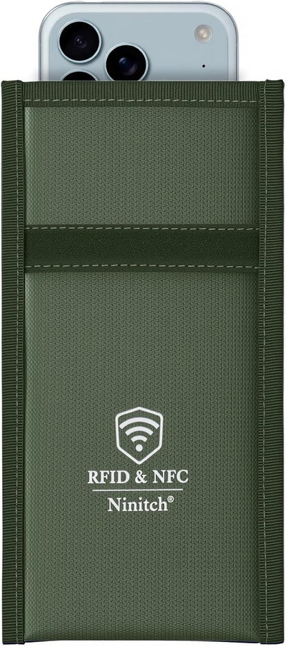 Faraday Bags for Phone Privacy & Security - Signal Blocking Pouch for GPS/WIFI/5G/RFID - Fireproof & Waterproof Anti-Drop Case for Travel & Data Protection Black