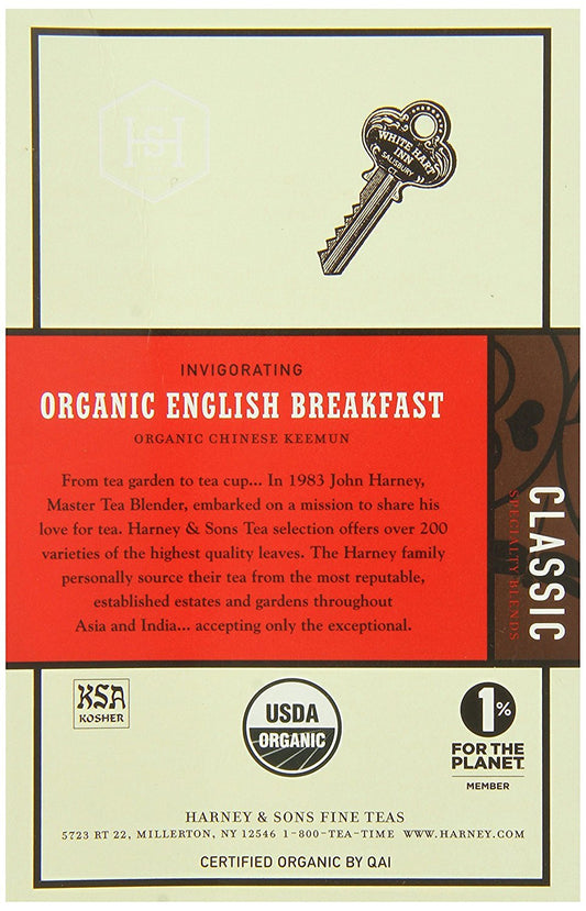Harney & Sons Organic English Breakfast Tea, 20 Sachets, Pack of 6