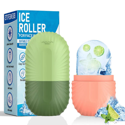 Ice Roller for Face and Eye, Reusable Silicone Ice Facial Roller Ice Holder, Face Ice Mold Skin Care, Ice Cube Roller for Shrink Pores Anti Wrinkle Reduce Puffiness, Black