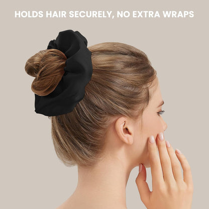 100% Mulberry Silk Scrunchies for Women, Oversized XL Hair Tie for Sleeping, Curly Thick or Thin Hair, No Damage Soft Silk Hair Accessory